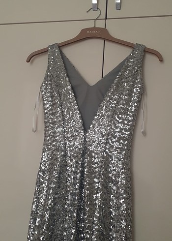 Gri Payetli Uzun Abiye Elbise - Görsel 3