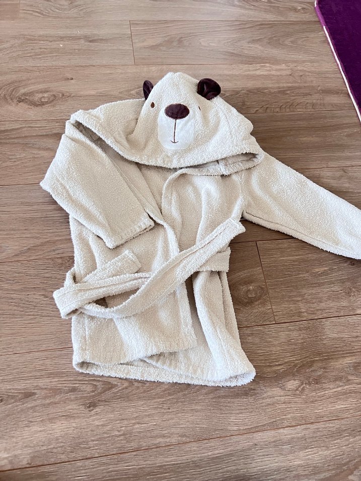 Kapüşonlu Erkek Çocuk Bornozu - Ayıcık Desenli - Görsel 3