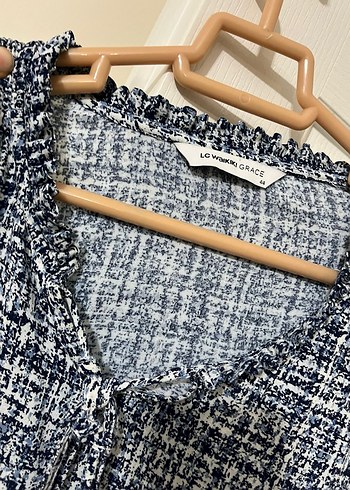 Mavi Baskılı V Yaka Pamuklu Bluz - Görsel 2