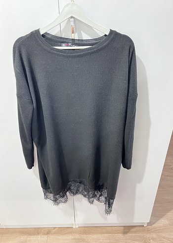 Uzun Kollu Gri Triko Midi Tunik - Görsel 2