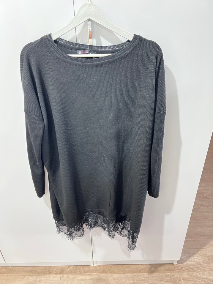 Uzun Kollu Gri Triko Midi Tunik - Görsel 2