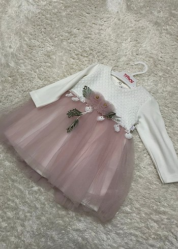 Dantel Detaylı Pembe Kız Çocuk Uzun Kollu Elbise - Görsel 2