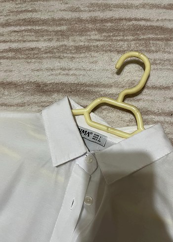 Uzun Kollu Düğmeli Beyaz Mini Gömlek - Görsel 5