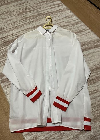 Uzun Kollu Düğmeli Beyaz Mini Gömlek - Görsel 4