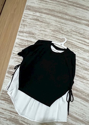 Siyah Bağcıklı Mini Kadın Bluz - Görsel 3