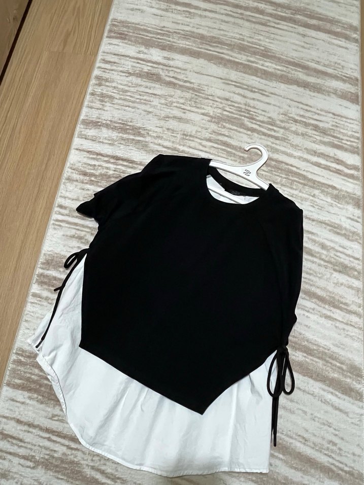 Siyah Bağcıklı Mini Kadın Bluz - Görsel 3