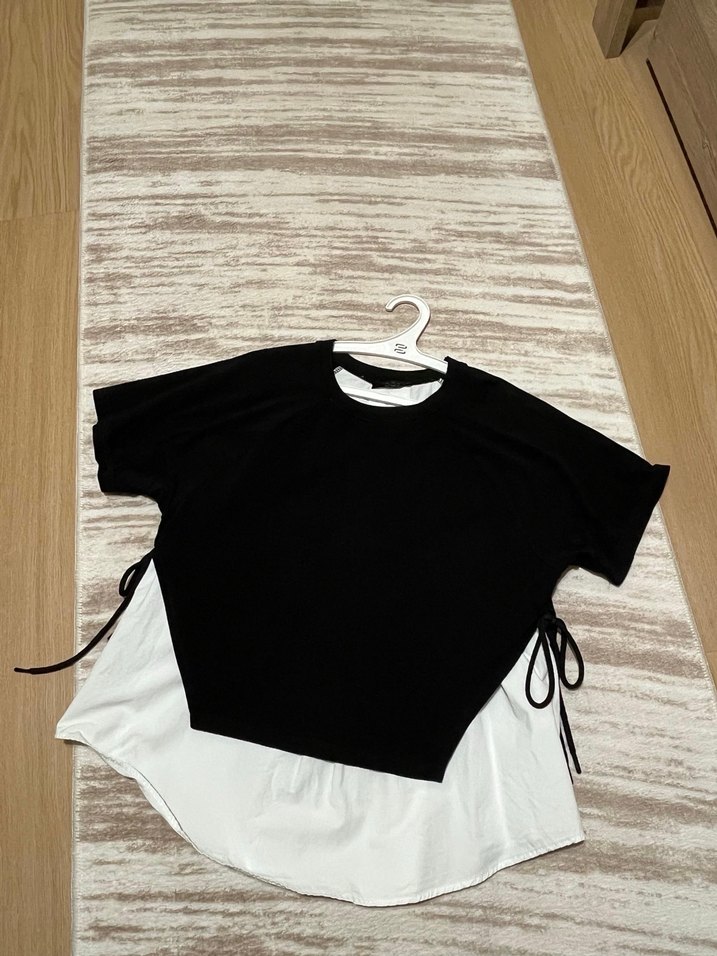 Siyah Bağcıklı Mini Kadın Bluz - Görsel 5