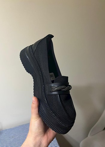 Yüksek Topuklu Siyah Yılan Desenli Kadın Loafer - Görsel 3