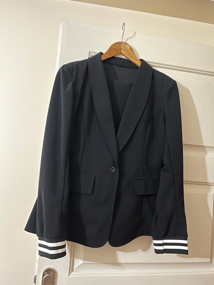 Siyah Kadın Midi Boy Blazer Ceket - Görsel 4