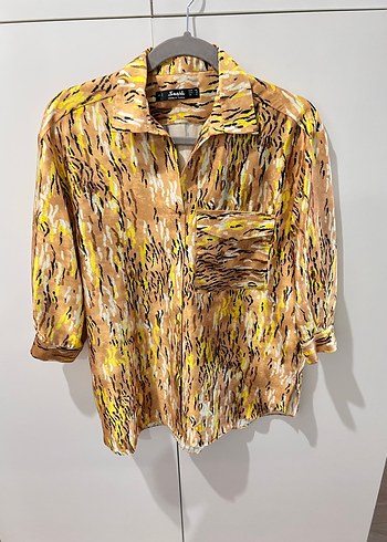 Bohem Tarzı Düğmeli Kısa Kollu Kadın Gömlek - Görsel 4