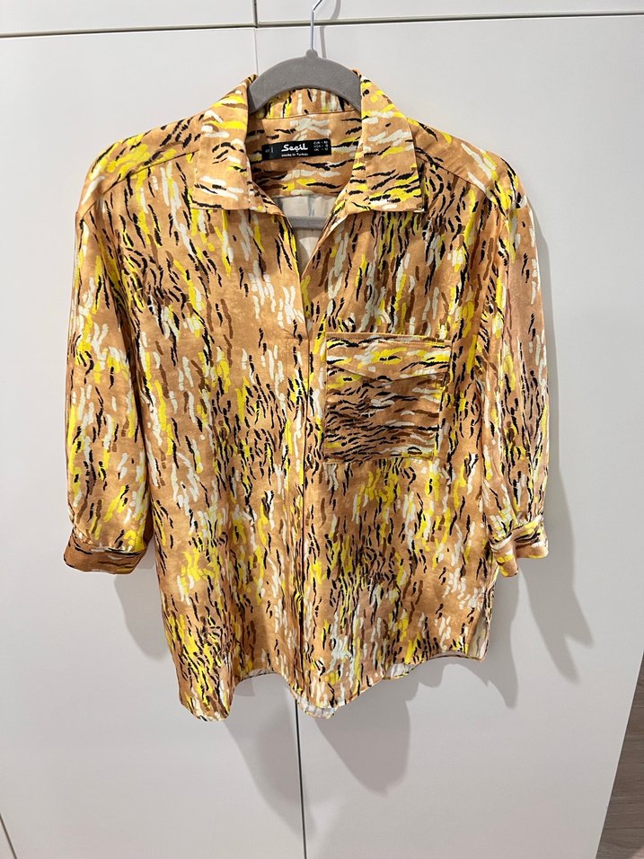 Bohem Tarzı Düğmeli Kısa Kollu Kadın Gömlek - Görsel 4