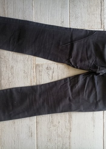 36 Beden Kadın Kızıl Siyah Kemerli Denim Kumaş Pantolon