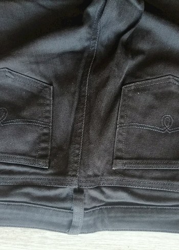 36 Beden siyah Renk Kadın Kızıl Siyah Kemerli Denim Kumaş Pantolon