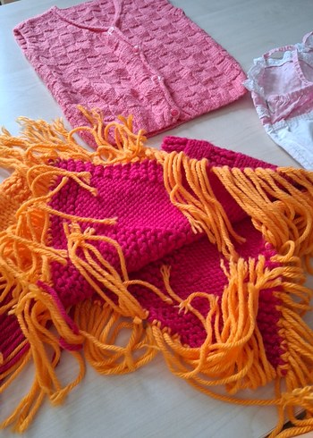 Renkli Örgü Kız Panço Püsküllü - Görsel 8