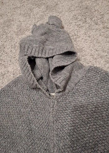 Kız Çocuk Gri Triko Boğazlı Pelerin - Görsel 4