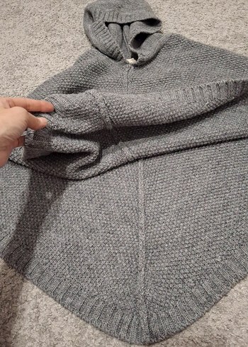 Kız Çocuk Gri Triko Boğazlı Pelerin - Görsel 7