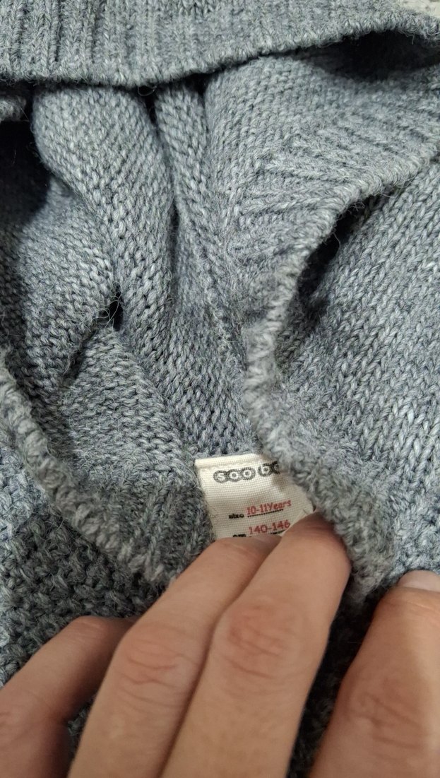 Kız Çocuk Gri Triko Boğazlı Pelerin - Görsel 5