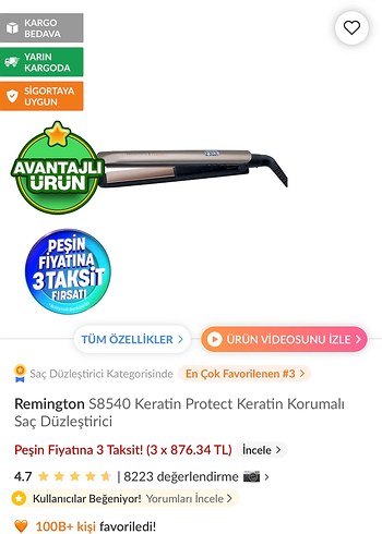 Remington Remington Gri Saç Düzleştirici