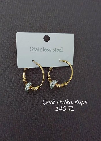 Minimalist Altın Renkli Boncuklu Halka Küpe