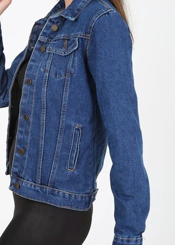 xl Beden Kadın Lacivert Düğmeli Denim Ceket