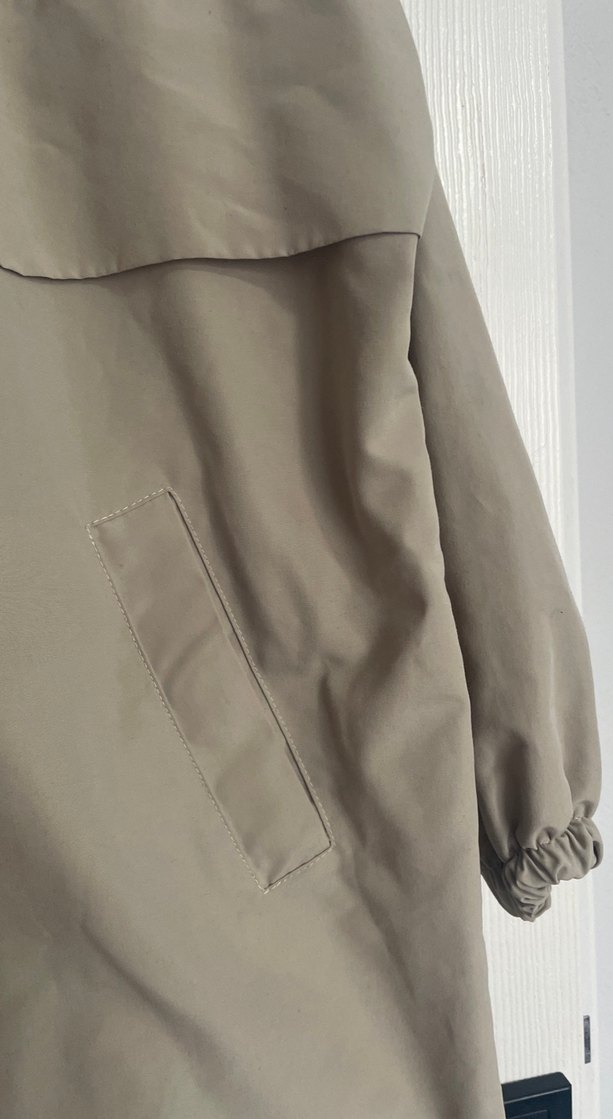 Bej Midi Kadın Yağmurluk Rahat Kesim - Görsel 4