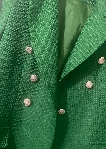 Düğmeli Yeşil Kadın Blazer Ceket - Görsel 5