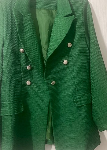 Düğmeli Yeşil Kadın Blazer Ceket - Görsel 2