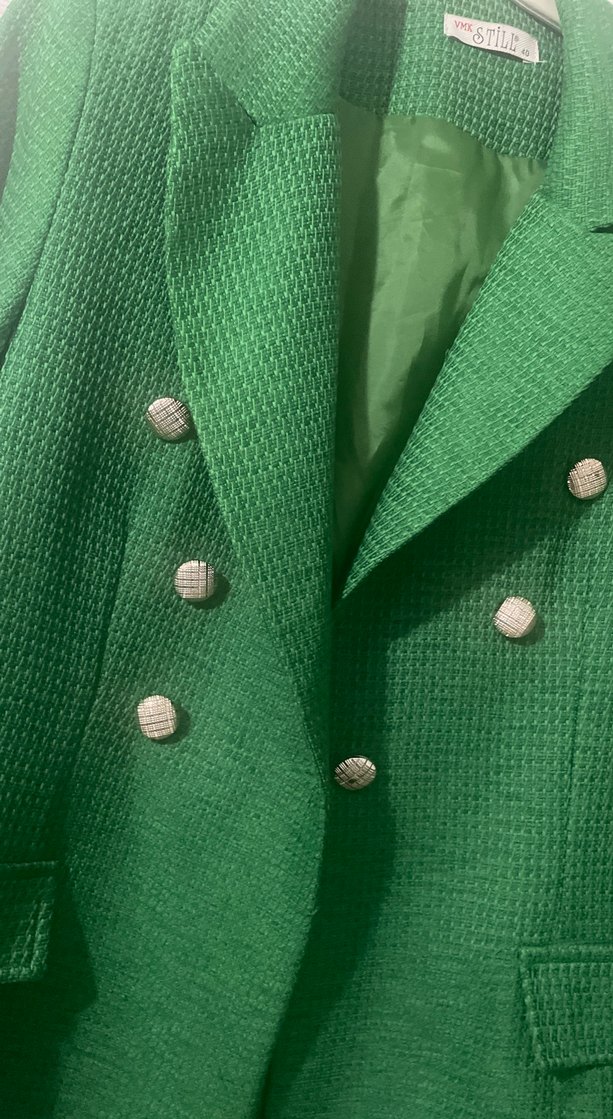 Düğmeli Yeşil Kadın Blazer Ceket - Görsel 5