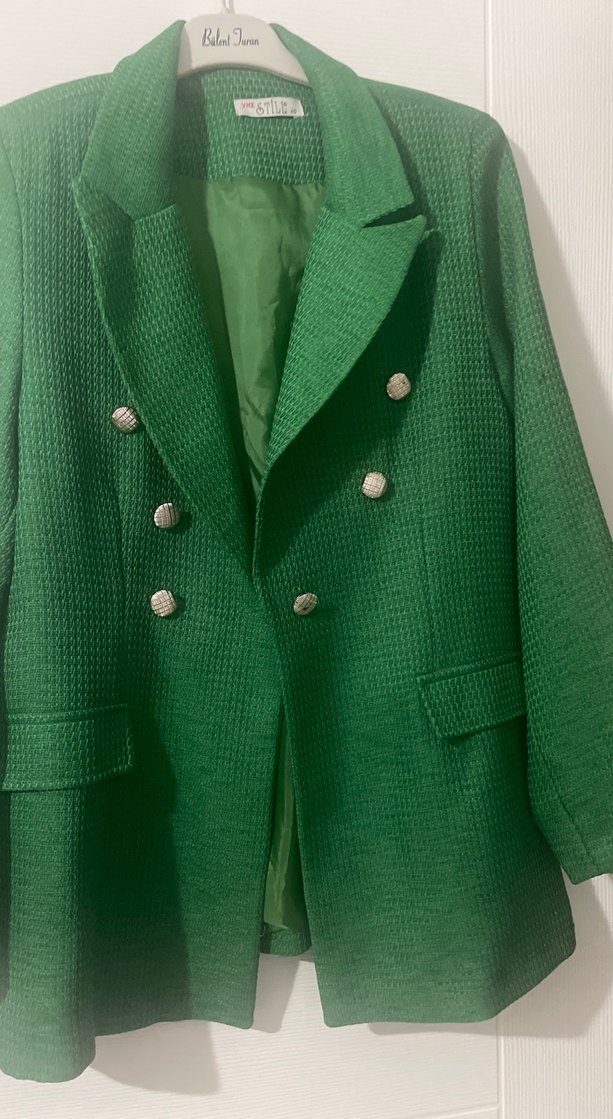 Düğmeli Yeşil Kadın Blazer Ceket - Görsel 2