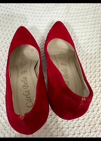 Kırmızı Süet Dolgu Topuklu Stiletto - Görsel 3