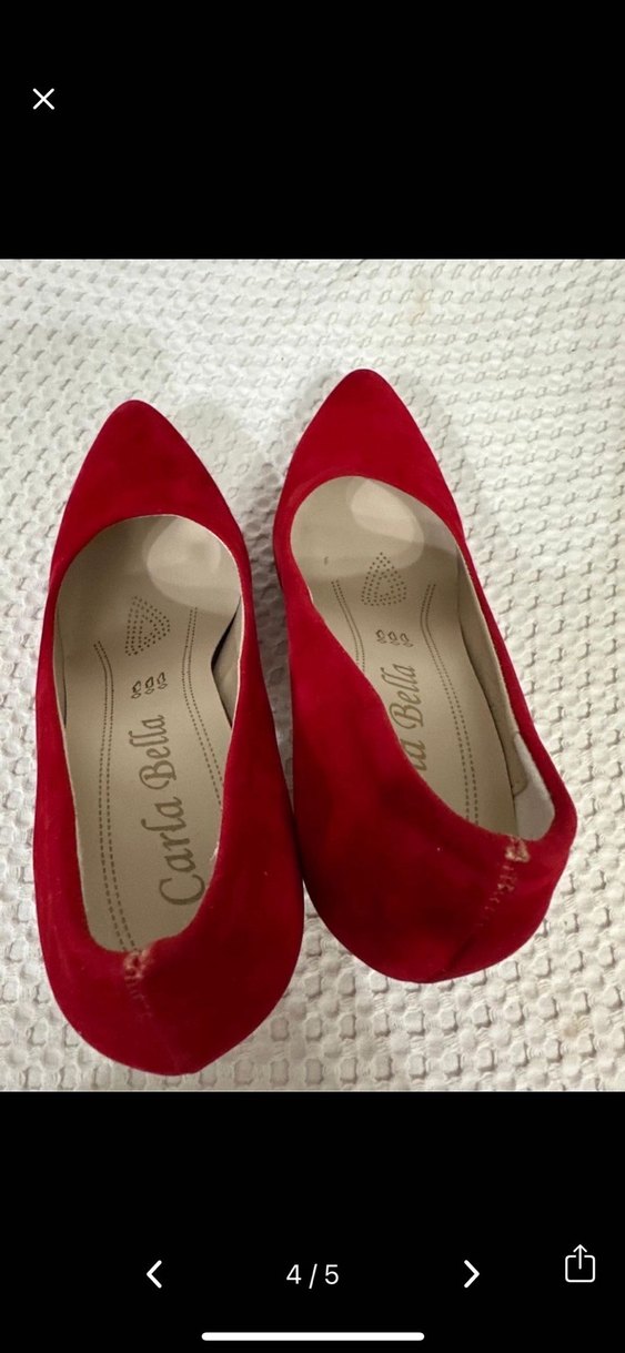 Kırmızı Süet Dolgu Topuklu Stiletto - Görsel 3