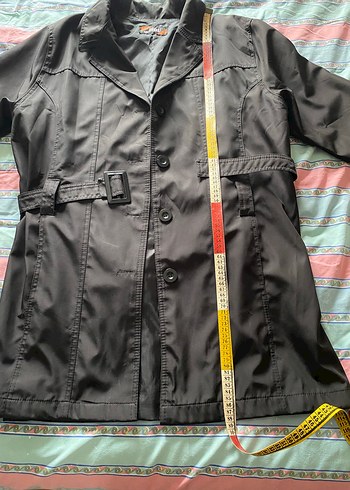 Siyah Midi Kemerli Kadın Trençkot - Görsel 4