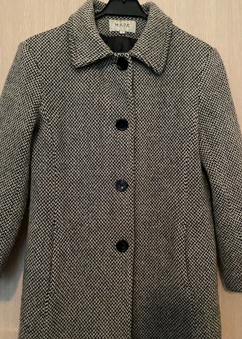 Düğmeli Desenli Kadın Kaban - Görsel 2