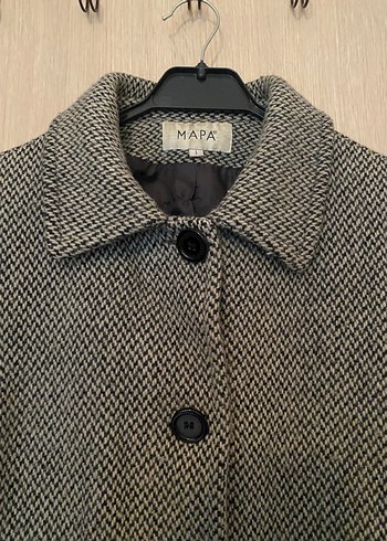 Düğmeli Desenli Kadın Kaban - Görsel 3