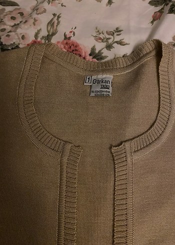 Bej Kadın Midi Uzun Kollu Triko Hırka - Görsel 3