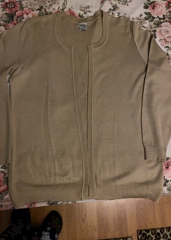 Bej Kadın Midi Uzun Kollu Triko Hırka - Görsel 4