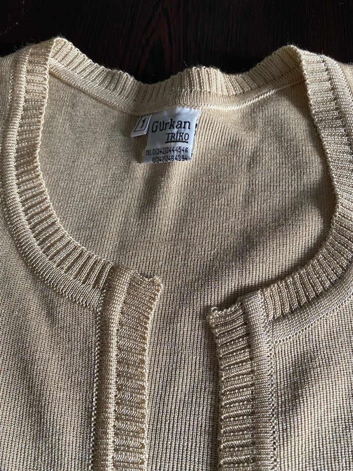 Bej Kadın Midi Uzun Kollu Triko Hırka - Görsel 2