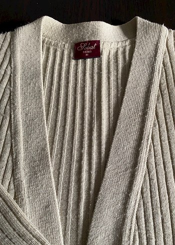 Uzun Kollu Beyaz Triko Hırka - Görsel 2