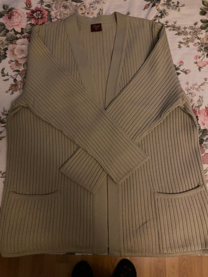 Uzun Kollu Beyaz Triko Hırka - Görsel 4