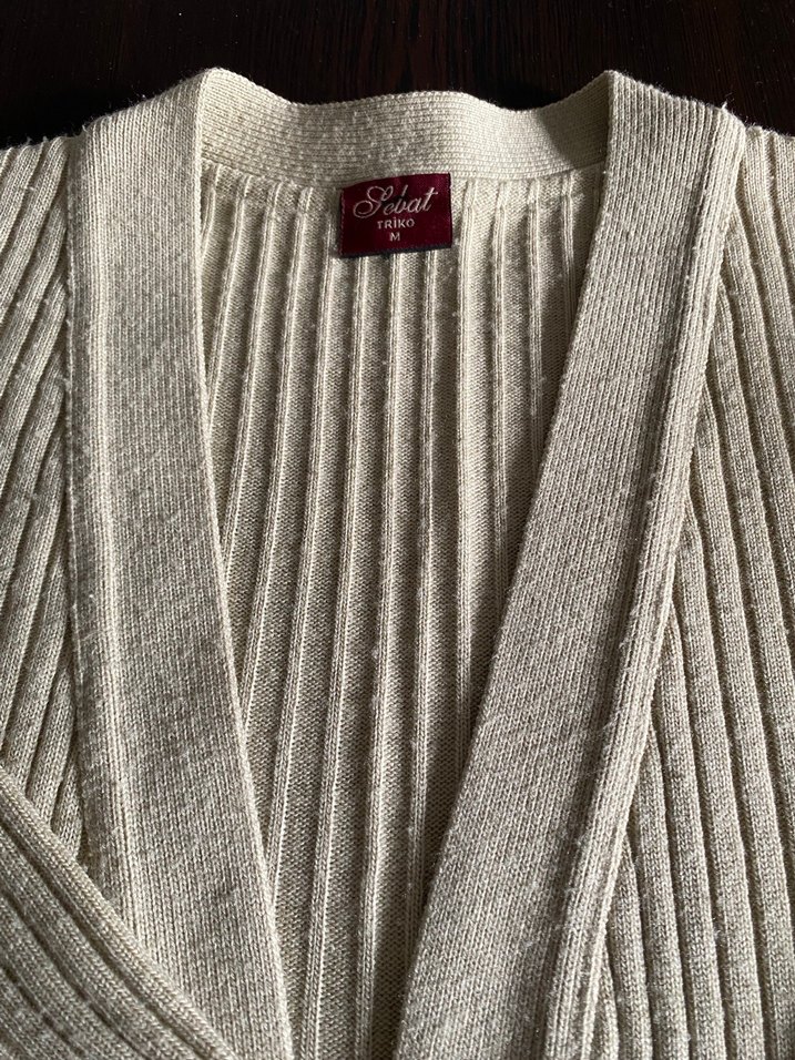 Uzun Kollu Beyaz Triko Hırka - Görsel 2