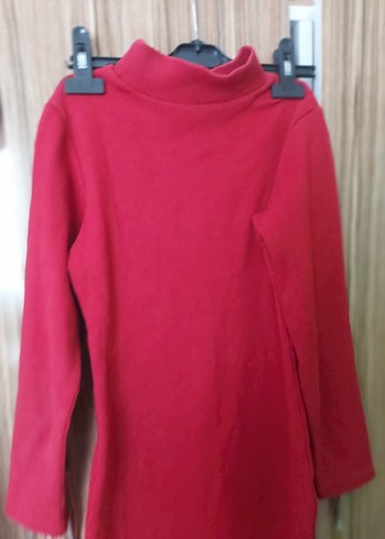 Kırmızı Yüksek Yakalı Kadın Triko Elbise - Görsel 3