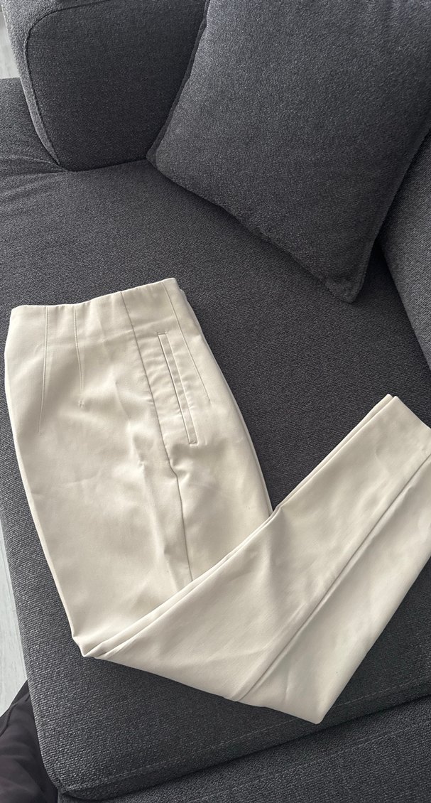 Bej Kadın Midi Kumaş Pantolon - Görsel 4