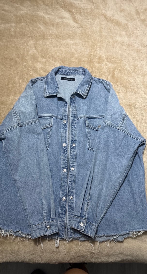 Kadın Mavi Denim Düğmeli Ceket - Görsel 2