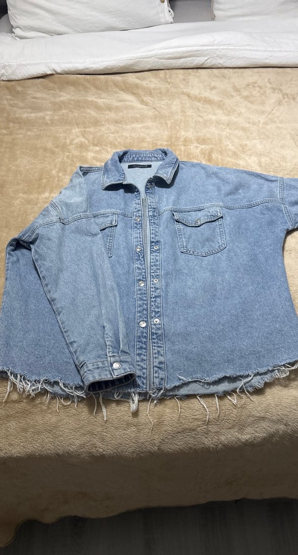 Kadın Mavi Denim Düğmeli Ceket - Görsel 4