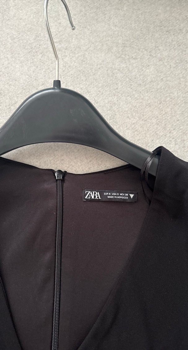 Uzun Kollu Drapeli Siyah Mini Elbise - Görsel 2