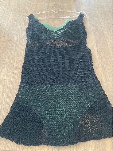 ÖRGÜ PLAJ ELBİSESİ SİYAH - Görsel 5