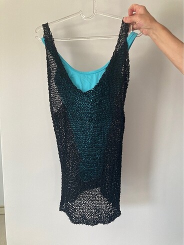 ÖRGÜ PLAJ ELBİSESİ SİYAH - Görsel 9