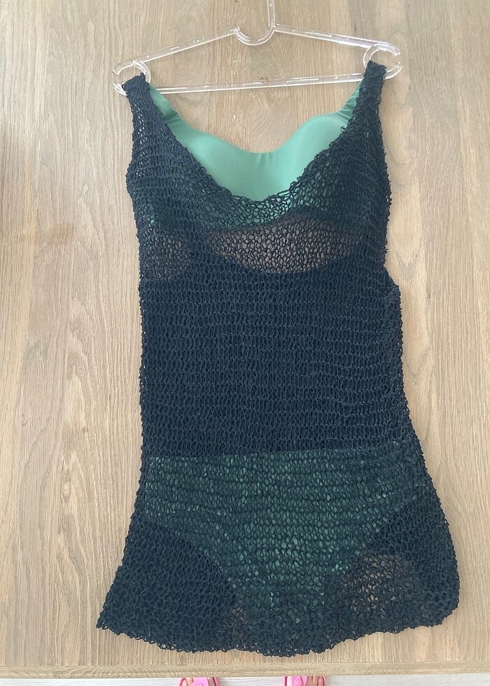 ÖRGÜ PLAJ ELBİSESİ SİYAH - Görsel 2