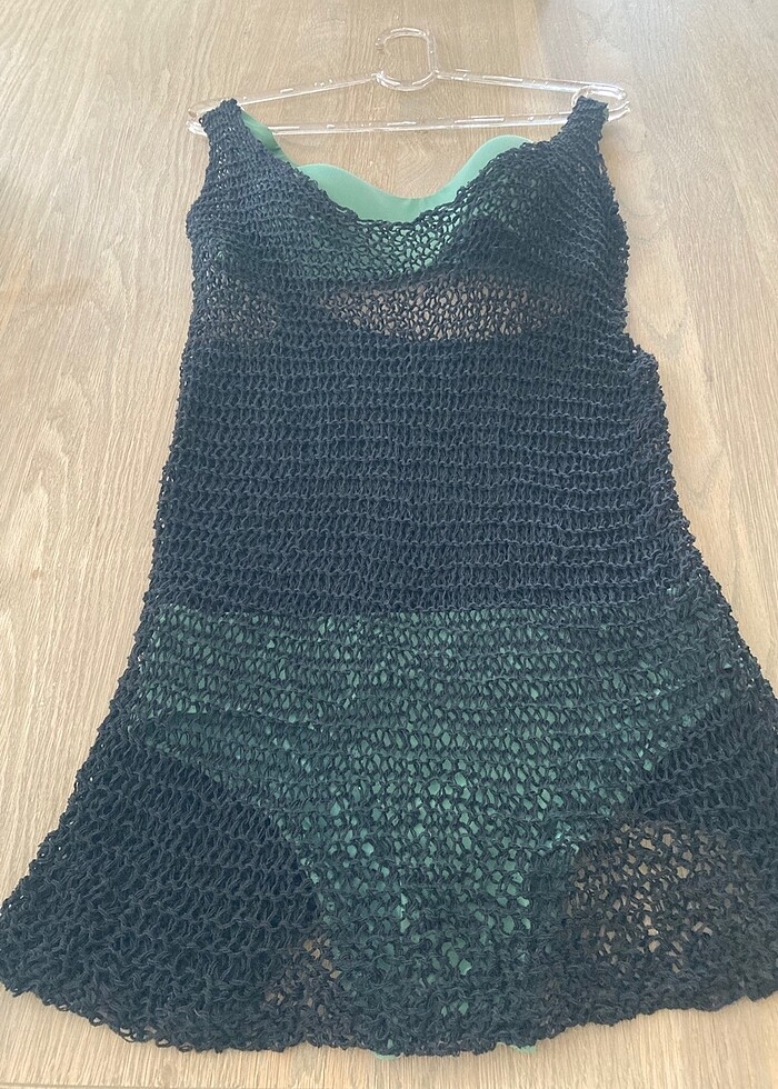 ÖRGÜ PLAJ ELBİSESİ SİYAH - Görsel 5