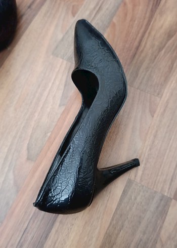 Siyah Yılan Derisi Desenli Stiletto Topuklu - Görsel 5